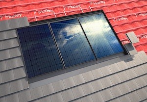 Solar panels red underlay sun 1 - small